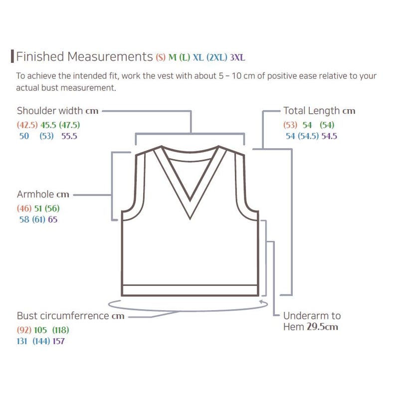 Vest Measurement Cheonghwa Baekja Vest • Knitting Pattern • Vest • Top Down • PDF (eng ...