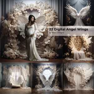 22 x Digitale Hintergründe, Engelsflügel digitale Hintergründe, Mutterschaft Hintergrund Overlays, Studio Kulissen, Photoshop Fine Art Texturen, P3