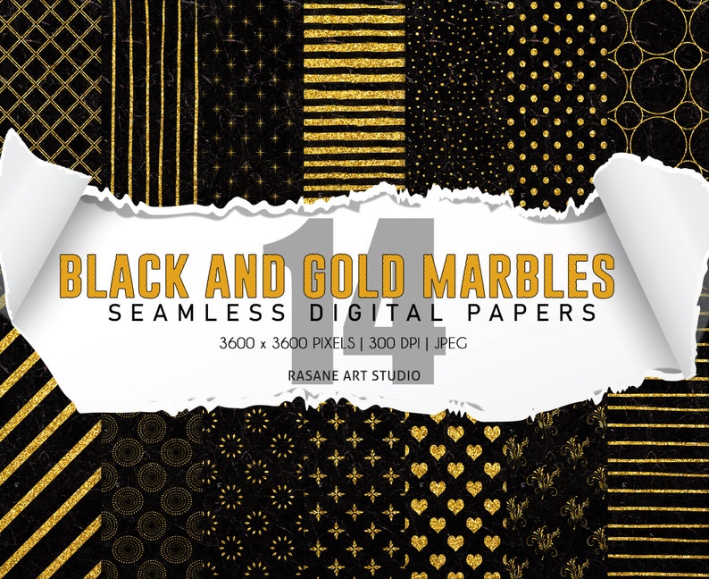 Black and Gold Marbles Seamless Digital Paper Digital Paper - Etsy