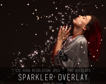 Sparkler overlays, New Years Eve Spark Light Overlay, Light painting Illustration overlay for Adobe Photoshop