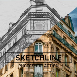 Sketchline Photoshop-actie, schetseffectfilter, schilder- en tekenfilter, Photoshop-kunstwerkactie, fotografie-acties