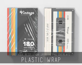 Realistic Plastic Wrap overlays, Plastic texture Illustration overlay for Adobe Photoshop