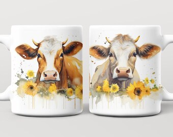Cows & Sunflowers Ceramic Mug 11oz