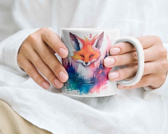 Fox Watercolor Ceramic Mug 11oz