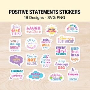 Declaraciones Positivas Pegatinas Digitales SVG PNG para planificadores digitales, diarios, citas motivacionales / Descarga Digital
