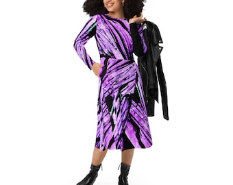 purple black and white dress Aviva