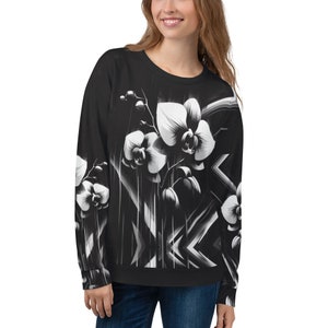 Black and White Orchid Unisex Sweatshirt
