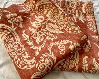 2 Pottery Barn Alessandra Paisley Curtain Panels 50x63 Linen Cotton Terracotta Lined Clip Top