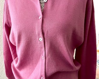 Vintage Pendleton 100% Virgin Wool Cardigan – Mauve Pink, 1950s Twin Peaks Style