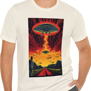 E.T. Aliens Extraterrestrial Alien Invasion Tshirt Shirt Macabre Graphic Sci-Fi Cosmic Invaders T Shirt Apparel Clothing Retro Inspired Tee