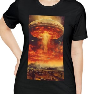 E.T. Aliens Extraterrestrial Alien Invasion Tshirt Shirt Macabre Graphic Sci-Fi Cosmic Invaders T Shirt Apparel Clothing Retro Inspired Tee