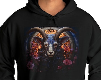 Baphomet Ritual Macabre Occult Goth Dark Academia Pullover Spooky Punk Apparel Halloween Gothic Clothing Satanic Unisex Hoodie Evil Satanic