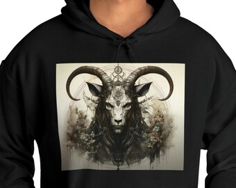 Baphomet Ritual Macabre Occult Goth Dark Academia Pullover Spooky Punk Apparel Halloween Gothic Clothing Satanic Unisex Hoodie Evil Satanic