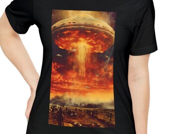 E.T. Aliens Extraterrestrial Alien Invasion Tshirt Shirt Macabre Graphic Sci-Fi Cosmic Invaders T Shirt Apparel Clothing Retro Inspired Tee