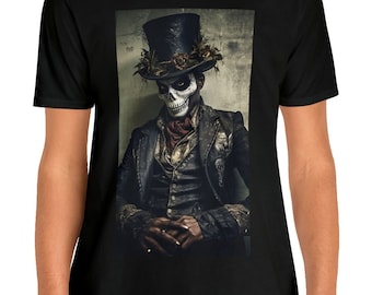 Printed Baron Samedi Lover Luxury Shirt, Baphomet Macabre Occult Goth T-Shirt, Embrace The Darkness Style Tee, Baphomet Macabre T-Shirt