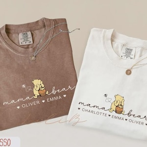 Personalized Mama Bear Shirt: Comfort Colors Tee with Kids&#39; Names