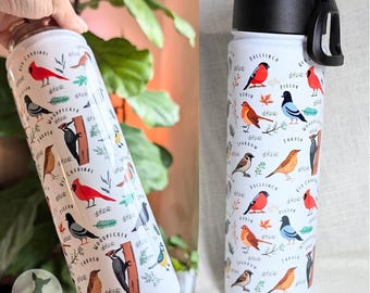 Perfect Christmas Gift for Grandma-Grandpa Who Loves Gardening and Birds - 22 oz Stainless Steel Water Bottle with Bird Graphics - Bird gift