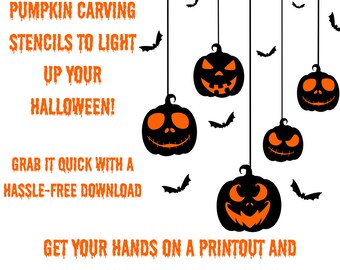 Halloween Pumpkin Carving Stencil Template Kit - Digital Download