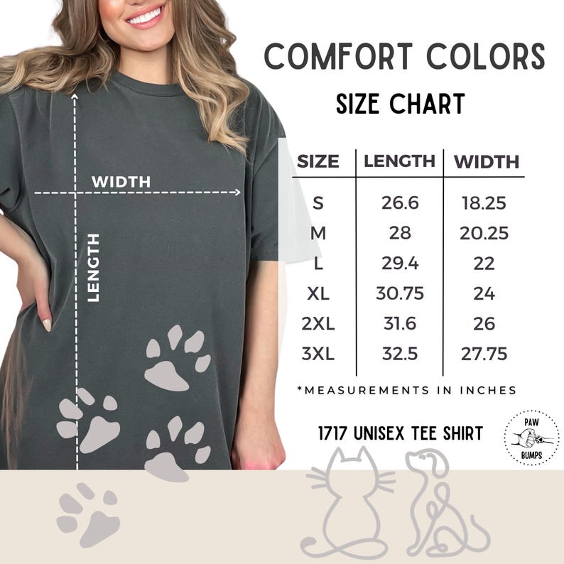 Op de afbeelding: Maattabel voor een unisex t-shirt met afmetingen in inches. De tabel toont de lengte en breedte van het shirt in de maten S, M, L, XL, 2XL en 3XL.