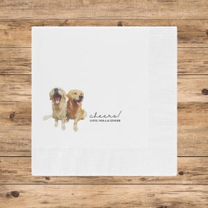 Dog Wedding Napkins, Custom Pet Napkin, Wedding, Party, Bachelorette, Birthday, Personalized, Baby Shower, Bridal Shower, Dog, Cat
