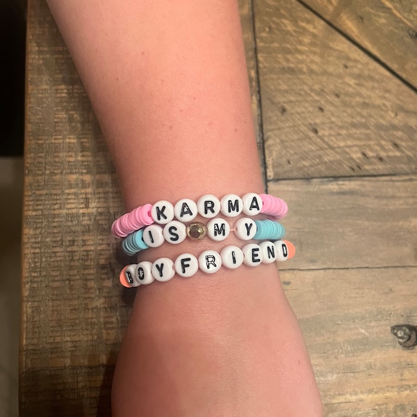 Taylor Swift Karma Inspired Custom Bracelet Trio