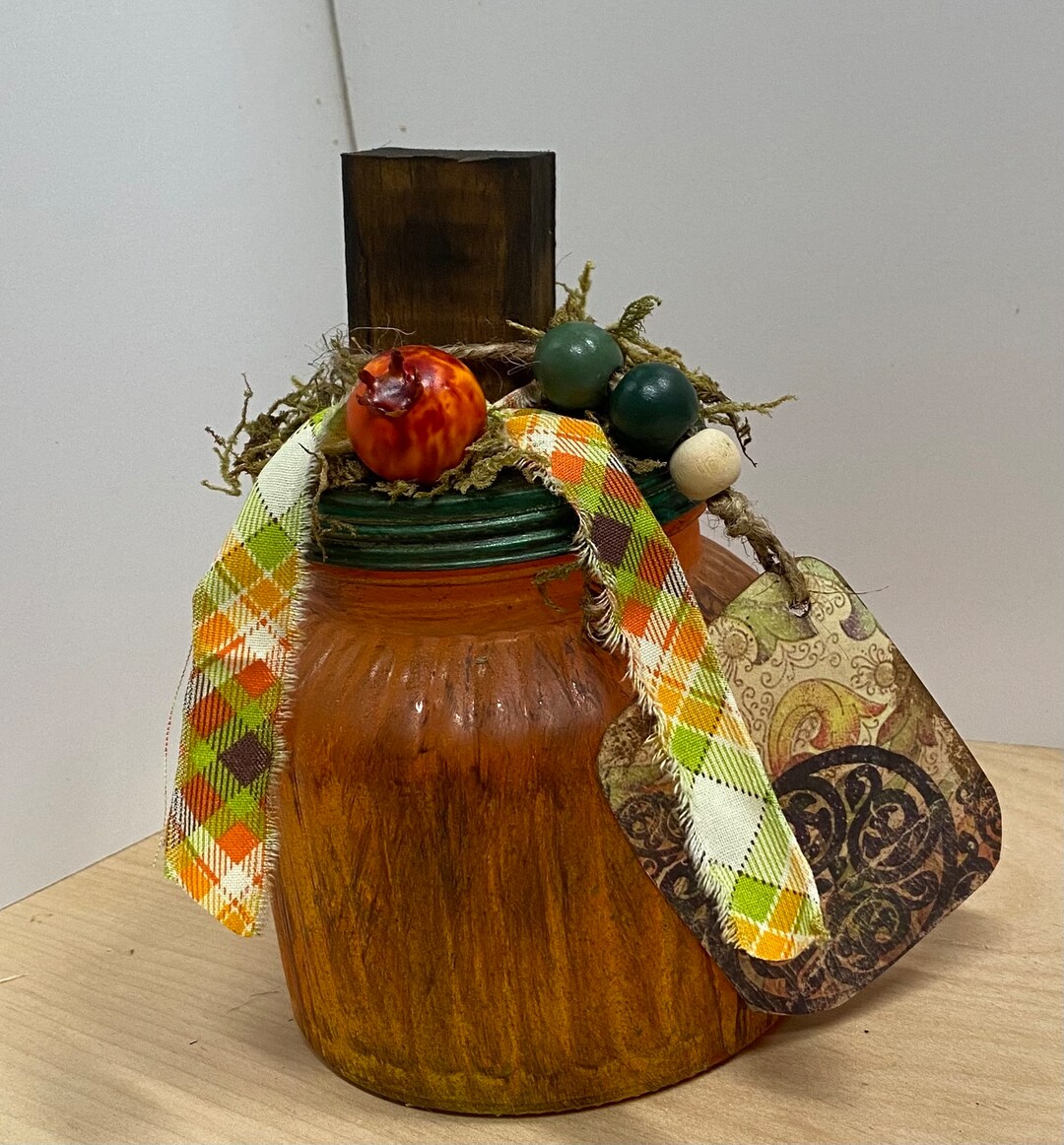Rustic Glass Pumpkin Jar Etsy