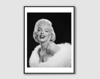 Marilyn Monroe Fashion Poster: Black and White Portrait (Digital Download)