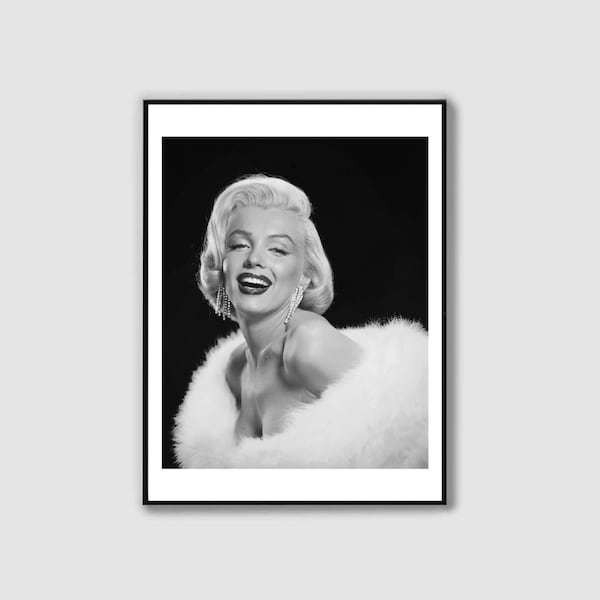 Affiche de mode de Marilyn Monroe, impression de Marilyn Monroe, noir et blanc, Art mural, décoration murale, Art imprimable, affiche féministe, téléchargement numérique