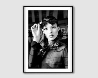 Kate Moss Black and White Fashion Photography Print (Digital Download)