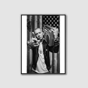Eminem Black and White Portrait Print: Slim Shady Music Poster (Digital Download)