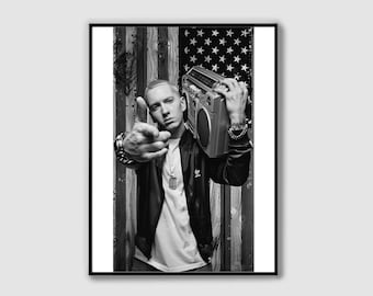 Eminem Black and White Portrait Print: Slim Shady Music Poster
