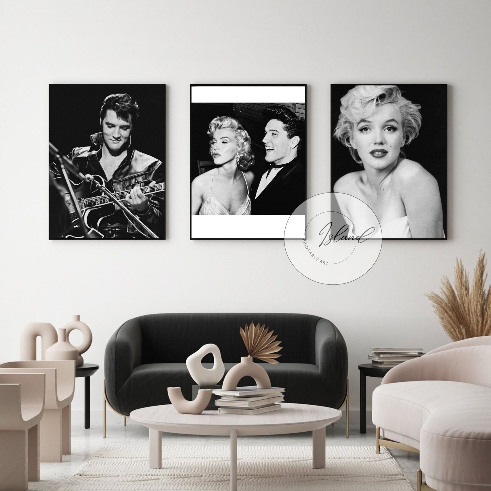 Marilyn Monroe & Elvis Presley Poster Print: Black and White Wall Art ...