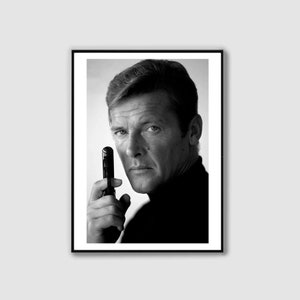 Roger Moore as James Bond - Black and White Photography Print (Digital Download)
