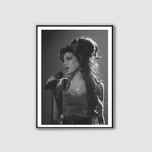 Impresión musical de Amy Winehouse, blanco y negro, arte de pared de moda, cartel de Amy Winehouse, carteles musicales, cartel feminista, DESCARGA DIGITAL