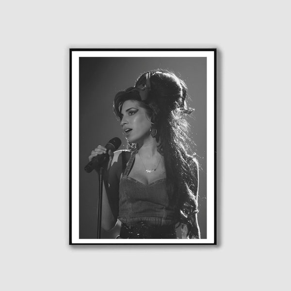 Amy Winehouse Music Print, Black and White, Fashion Wall Art, Amy Winehouse Poster, Music Posters, Feminist Poster, DIGITAL DOWNLOAD