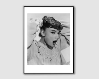 Audrey Hepburn Vintage Photo Print: Black and White Hollywood Decor (Digital Download)