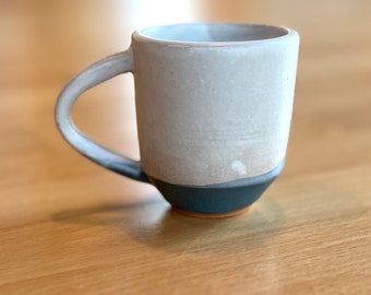 Handmade ceramic satin white with blue band espresso mug ~ Blue espresso mug ~ Small satin espresso mug ~ Espresso cup ~ Cortado mug