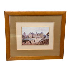 Ingelijste aquarelprint Luxemburgse tuinen: vintage Parijse kunst