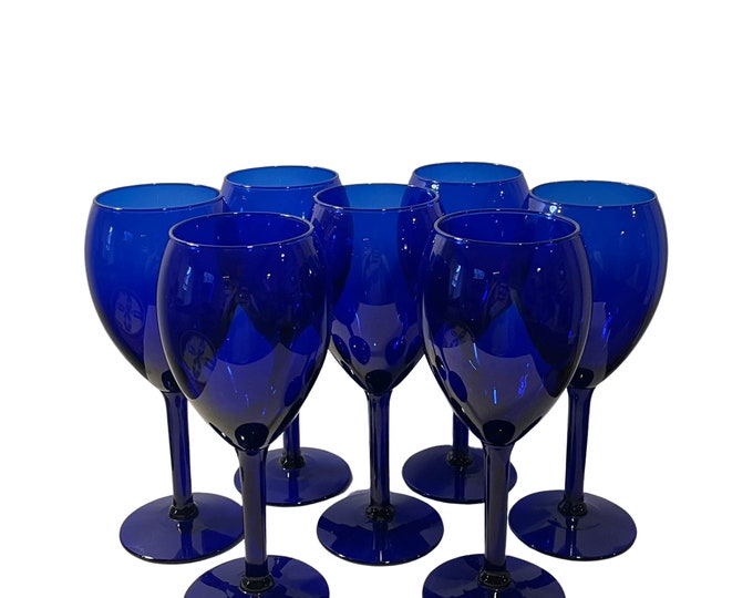 Vintage Cobalt Blue Wine/water Glasses Etsy