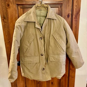 Vintage Beige Goose Down Puffy Jacket - Men’s Large Insulated Parka