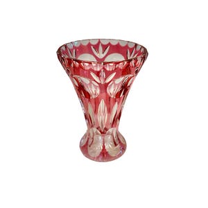 Vintage Nachtmann Cranberry Cut Crystal Vase: Ruby Red German Art Glass