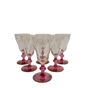 Vintage Libbey Pink Stemmed Cocktail Glasses Set of 6 - Dainty Blush Wine & Champagne Coupes