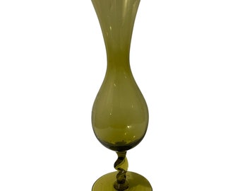 Vintage Olive Glass Vase, Funky Vases, Home Decor, Flower Vases