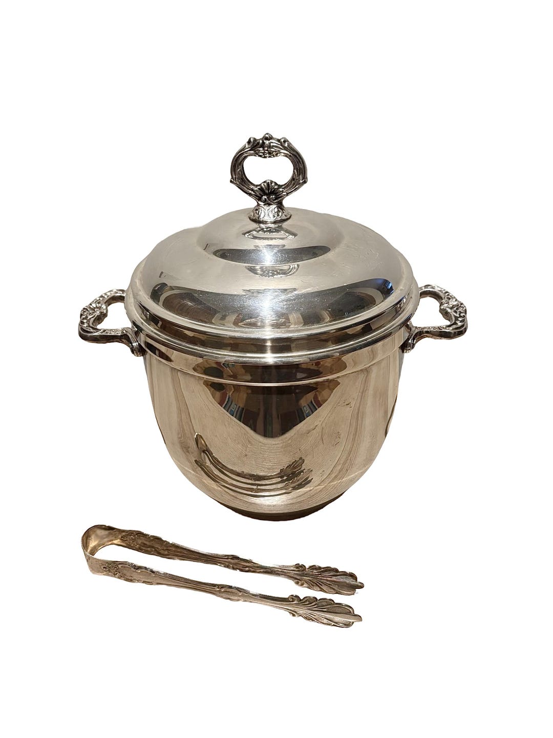 Vintage Sheridan Silverplate Ice Bucket With Ornate Lid & Ice Tongs — free download