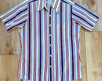 Vintage 70s Striped Button-Down Shirt: Mr. Dee Cee, Men's Medium