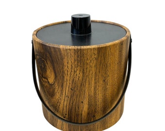 Vintage MCM Faux Wood Ice Bucket