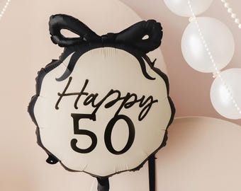 Happy 50th Birthday Folienballon: Schwarze Schleife Party-Dekoration (47 x 53 cm)