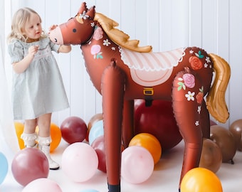 Balon w kształcie stojącego konia, urodziny kowboja, dekoracja na przyjęcie w stylu farmy, dekoracja urodzinowa kucyka