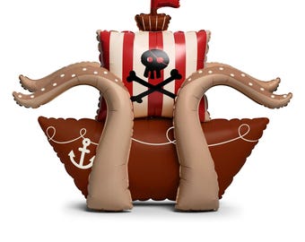 Piratskeppsballong, Stor stående piratfestdekoration, Skattjaktsäventyrsdekor