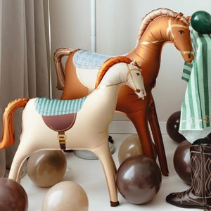 Globo metalizado de caballo de pie – Decoración para fiesta vaquera del oeste imagen 5